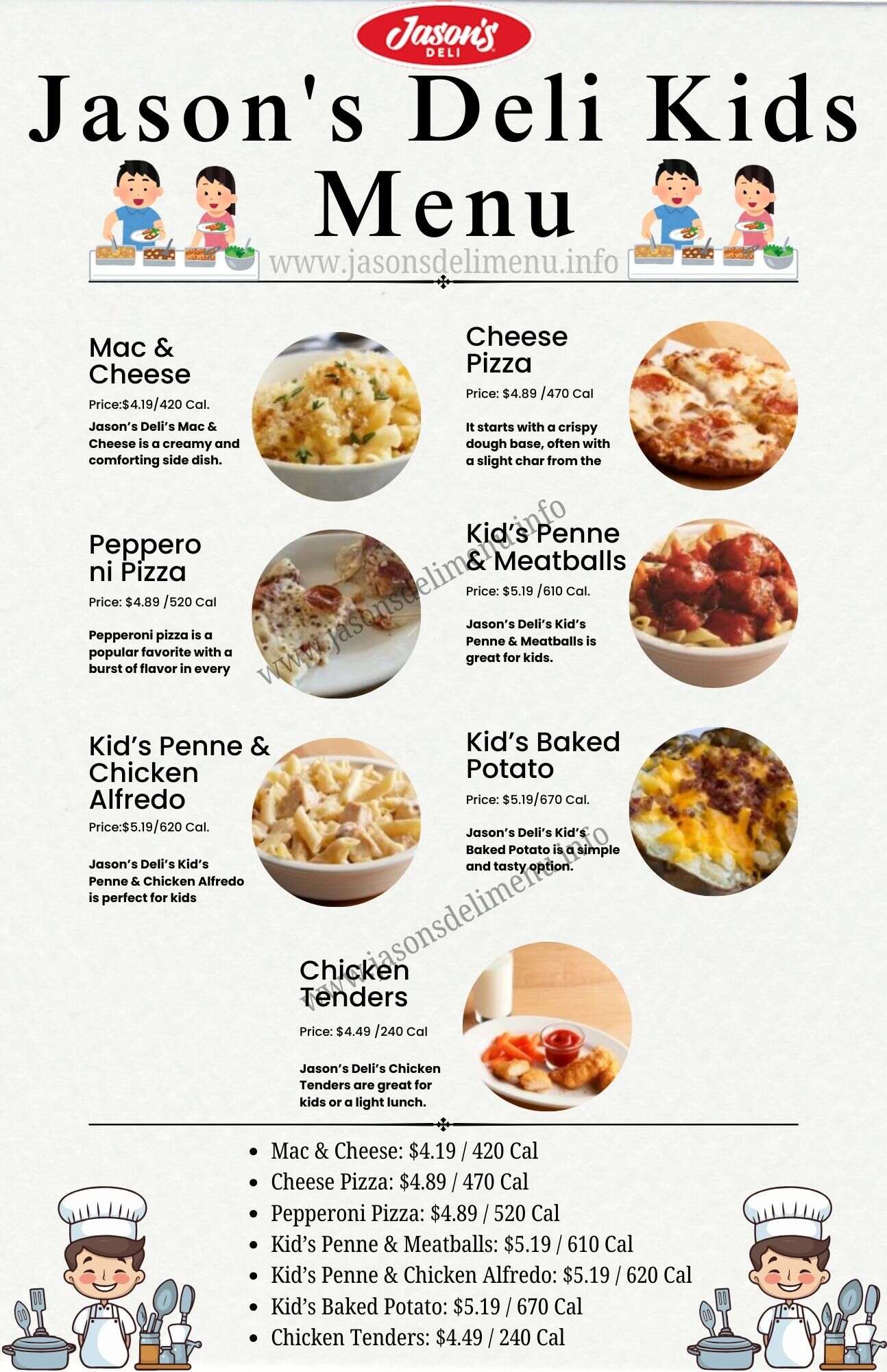 Jason's Deli Kids Menu